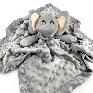 Gray Elephant Crinkle‎ Ears Velour Baby Security Blanket Plush Lovey Dot Minky